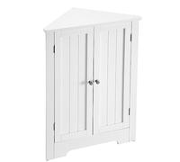 VASAGLE Angolare, Mobile Ante e Ripiano Regolabile, per Bagno Cucina Soggiorno, Stile Farmhouse Moderno, Bianco Nuvola BBC844P31, 60 × 33.6 × 80 cm