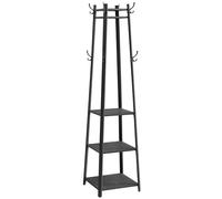 VASAGLE Appendiabiti con 3 ripiani, albero da ingresso, autoportante, con ganci per sciarpe, borse, ombrelli, telaio in acciaio, stile industriale, per ingresso, soggiorno, grigio antracite ULCR080B03