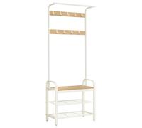 VASAGLE Appendiabiti con Scarpiera, Mobile da Ingresso con Panca, 4 in 1, 9 Ganc