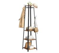 VASAGLE Appendiabiti da Terra, Attaccapanni con 4 Ripiani, Appendi Abiti Sciarpe Borse Ombrelli, Struttura in Metallo, Ingresso Camera da Letto, Marrone Vintage e Nero Inchiostro LCR80X