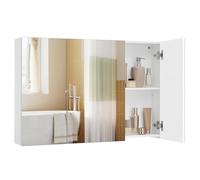 VASAGLE Armadietto da parete con specchio, mobiletto da bagno moderno con ripiani regolabili, 3 ante, 15 x 90 x 60 cm, bianco, collezione KAILYN BBK032W01