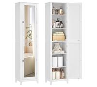 VASAGLE Armadio Alto da Bagno, con Specchio a Figura Intera, Mobile da Bagno, con Ripiani Regolabili, 30 x 40 x 160 cm, per Spazi Ridotti, Soggiorno, Corridoio, Bianco Nuvola BBC764WH01
