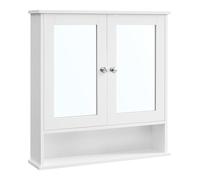 VASAGLE Armadio da Bagno, Specchiera, Mobile da Parete con 2 Ante a Specchio e Scomparto Aperto, Ripiano Regolabile, Montaggio a Parete, 13 x 56,5 x 58,5 cm, Bianco LHC002
