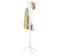 VASAGLE Attaccapanni, Appendiabiti da Terra in Legno, 8 Ganci | Ganci e Palo in Legno di Gomma, per Cappotti Cappelli Borse, per Ingresso, Bianco Nuvola, Collezione ANDI RCR04WT