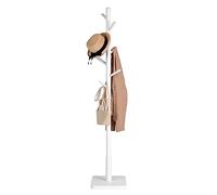 VASAGLE Attaccapanni, Appendiabiti da Terra in Legno, 8 Ganci, per Cappotti Cappelli Borse, per Ingresso, Ganci e Palo in Legno di Gomma, Bianco Nuvola RCR010W02