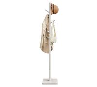 VASAGLE Attaccapanni, Appendiabiti da Terra in Legno, 8 Ganci, per Cappotti Cappelli Borse, per Ingresso, Ganci e Palo in Legno di Gomma, Beige Cappuccino RCR010K01