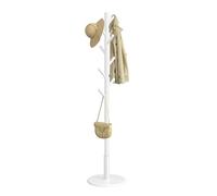 VASAGLE Attaccapanni, Appendiabiti da Terra in Legno, 8 Ganci, per Cappotti Cappelli Borse, per Ingresso, Ganci e Palo in Legno di Gomma, Bianco Nuvola RCR009WH01