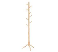 VASAGLE Attaccapanni da Terra, Appendiabiti in Legno a Forma di Albero, 8 Ganci, 3 Altezze, per Vestiti Cappelli Borse, Ingresso Camera da Letto Ufficio, Naturale RCR004N01