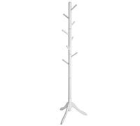 VASAGLE Attaccapanni da Terra, Appendiabiti in Legno a Forma di Albero, 8 Ganci, 3 Altezze Regolabili, per Vestiti Cappelli Borse, Ingresso Camera da Letto Ufficio, Bianco RCR60WT