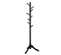 VASAGLE Attaccapanni da Terra, Appendiabiti in Legno a Forma di Albero, 8 Ganci, 3 Altezze Regolabili, per Vestiti Cappelli Borse, Ingresso Camera da Letto Ufficio, Nero RCR001B01