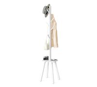 VASAGLE Attaccapanni da terra RCR033W01 – 8 ganci, piano portaoggetti, alto 170,5 cm, Bianco Nuvola