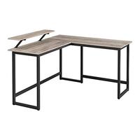 VASAGLE by SONGMICS HOME Scrivania per Computer Angolare, Scrivania a L con Supporto per Monitor, per Studio Ufficio Gaming, Salvaspazio, Facile da Montare, Greige e Nero LWD056B02