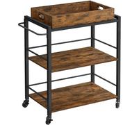 VASAGLE Carrello da Cucina con Vassoio Rimovibile Carrello Portavivande Fisso o