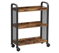 VASAGLE Carrello Portavivande in Stile Industriale, Carrellino Salvaspazio Fisso o con Ruote Universali, Scaffale da Cucina con Struttura in Ferro, 66 x 26 x 85 cm, Marrone Vintage LRC66BX