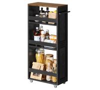 VASAGLE Carrello Stretto a 4 Ripiani, con Rotelle, 40 x 20 x 86,5 cm