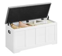 VASAGLE Cassapanca con Coperchio, 2 Cerniere di Sicurezza, Panchina Portascarpe, Stile Rustico, per Ingresso, Camera da Letto, Soggiorno, 41 x 101 x 49 cm, Bianco Opaco e Grigio Tortora LSB068W101