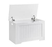 VASAGLE Cassapanca Contenitore, Panchina da Ingresso con 2 Cerniere di Sicurezza, Stile Rustico, 40 x 76 x 48 cm, per Ingresso, Camera da Letto, Soggiorno, Bianco Nuvola LHS11WT