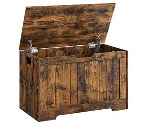 VASAGLE Cassapanca Contenitore, Panchina da Ingresso con 2 Cerniere di Sicurezza, Stile Rustico, 40 x 76 x 48 cm, per Ingresso, Camera da Letto, Soggiorno, Marrone Vintage LHS011T01