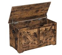 VASAGLE Cassapanca, Panca Portaoggetti, Pouf Organizzatore con 2 Cerniere di Sicurezza, Scarpiera, Stile Rustico, 40 x 80 x 46 cm, per Corridoio, Camera da Letto, Soggiorno, Marrone Vintage LSB062T01