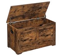 VASAGLE Cassapanca, Panca Portaoggetti, Pouf Organizzatore con 2 Cerniere di Sicurezza, Scarpiera, Stile Rustico, 40 x 80 x 46 cm, per Corridoio, Camera da Letto, Soggiorno, Marrone Vintage LSB063T01