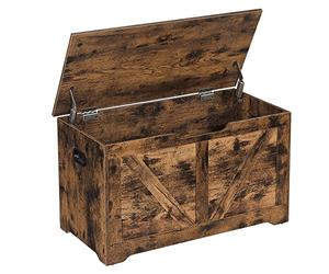 VASAGLE Cassapanca, Panca Portaoggetti, Pouf Organizzatore con 2 Cerniere di Sicurezza, Scarpiera, Stile Rustico, 40 x 80 x 46 cm, per Corridoio, Camera da Letto, Soggiorno, Marrone Vintage LSB062T01