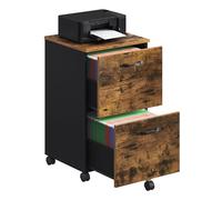 VASAGLE Cassettiera a 2 cassetti, credenza su ruote, per documenti A4, cartelle sospese, stile industriale, marrone rustico e nero OFC040B01