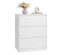 VASAGLE Cassettiera Camera da Letto Moderna con 3 Cassetti | Mobiletto Salvaspazio, 60 x 40 x 75 cm, Antiribaltamento, per Soggiorno, Bianco Neve, Collezione KAILYN, LTS613WE01