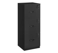 VASAGLE Cassettiera da Ufficio, Mobile per Documenti, Supporto Stampante, 3 Cassetti con Serratura, Barre Sospese Regolabili, per A4 e Lettera, Nero Inchiostro OFC055B16