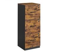 VASAGLE Cassettiera da Ufficio, Mobile per Documenti, Supporto Stampante, 3 Cassetti con Serratura, Barre Sospese Regolabili, per A4 e Lettera, Marrone Vintage e Nero OFC055B01