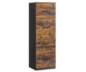 VASAGLE Cassettiera da Ufficio, Mobile per Documenti, Supporto Stampante, 4 Cassetti con Serratura, Barre Sospese Regolabili, per A4 e Lettera, Marrone Vintage e Nero Inchiostro OFC082K02