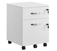 VASAGLE Cassettiera, Mobiletto da Ufficio con Serratura, 2 Cassetti | 5 Ruote, Regolabile per Cartelle Sospese, per A4 e Lettera, Ufficio, Studio, Bianco Neve, Collezione CUSTOS LCD022T46V1