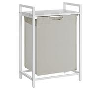 VASAGLE Cesto portabiancheria con borsa estraibile e rimovibile, mensola, struttura in metallo, 65 l, 40 x 33 x 71 cm, bianco UBLH101W01