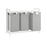 VASAGLE Cesto Portabiancheria, Porta Biancheria, 3 Sacchi in Tessuto Rimovibili, Piano d’Appoggio, Metallo, 3 x 40 L, 92,5 x 33 x 72 cm, Grigio Tortora e Bianco Opaco BLH301W03