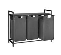 VASAGLE Cesto Portabiancheria, Porta Biancheria, 3 Sacchi in Tessuto Rimovibili, Piano d’Appoggio, Metallo, 3 x 40 L, 92,5 x 33 x 72 cm, Grigio Ardesia e Grigio Antracite BLH301G01