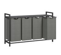 VASAGLE Cesto Portabiancheria, Porta Biancheria, 4 Sacchi in Tessuto Rimovibili, Piano d’Appoggio, Metallo, 4 x 40 L, 116 x 33 x 72 cm, Grigio Ardesia e Grigio Antracite BLH401G01