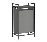 VASAGLE Cesto Portabiancheria, Porta Biancheria, Sacco in Tessuto Estraibile e Rimovibile, Piano d’Appoggio, Metallo, 47 L, 42 x 28 x 75 cm, Grigio Ardesia e Grigio Antracite BLH001G01