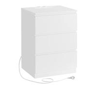 VASAGLE Comodini con Stazione di Ricarica, Set da 1/2, Tavolini Laterali con 3 Cassetti, 2 Prese AC, 2 Porte USB, per Soggiorno, Camera da Letto, Studio, Moderno, Bianco Cloud