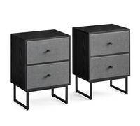 VASAGLE Comodini, Set di 2, Tavolini con 2 Cassetti in Tessuto | Contenitori Cesti Rimovibili, per Camera da Letto, Soggiorno, Nero Ebano e Grigio Ardesia, Collezione BELLAH LGS229B56