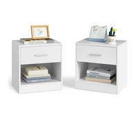 VASAGLE Comodini, Set di 2 Tavolini con Cassetto, Maniglia, Scomparto Aperto, pe
