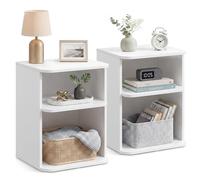VASAGLE Comodini, Snapsemble Montaggio Rapido, Set di 2, Tavolini Bassi a 3 Livelli con Ripiani Aperti, per Camera da Letto e Soggiorno, per Piccoli Spazi, 30 x 35 x 45 cm, Bianco Nuvola LET123WE01-2J