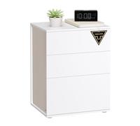 VASAGLE Montaggio Rapido Senza Utensili Toolless, Comodino, Tavolino da Letto con 3 Cassetti, Design Moderno Minimalista, per Camera da Letto e Soggiorno, Bianco Opaco e Beige Cappuccino LET778W01