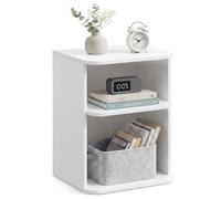 VASAGLE Comodino, Snapsemble Montaggio Rapido, Tavolino Basso a 3 Livelli con Ripiani Aperti, per Camera da Letto e Soggiorno, per Piccoli Spazi, 30 x 35 x 45 cm, Bianco Nuvola LET123WE01
