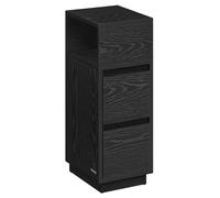 VASAGLE Comodino Stretto, Tavolino Laterale con 2 Cassetti e Scomparto Aperto, Impilabile a Sinistra o a Destra, Camera da Letto, Soggiorno, Nero Ebano/Beige Naturale e Bianco Nuvola/Bianco Nuvola