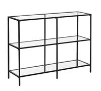 VASAGLE Consolle Ingresso, 3 Ripiani in Vetro Temperato, 100 x 30 x 73 cm | Tavolo Consolle, Scaffale, Struttura Metallo, Nero Opaco e Vetro Trasparente, Collezione BARIS LGT027B01