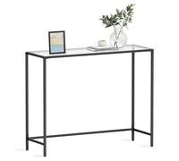 VASAGLE Consolle Ingresso, Tavolo Consolle, Piano in Vetro Temperato, Telaio Robusto e Stabile, Piedini Regolabili, per Soggiorno, Corridoio, Nero Inchiostro e Trasparente LGT026B01