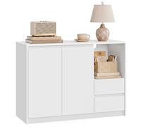 VASAGLE Credenza, Armadietto da Cucina, 3 Cassetti, 103,3 x 40 x 74 cm | Mobiletto, Ripiani Regolabili, per Soggiorno Cucina Studio, Bianco Nuvola e Grigio Cemento, Collezione KAILYN BBK273W21