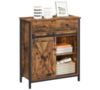 VASAGLE Credenza, con Anta Scorrevole, Ripiano Regolabile, 70 x 30 x 80 cm | Mobile da Cucina, Portaoggetti, Stile Industriale, per Soggiorno, Marrone Vintage e Nero Opaco, Collezione DAXTON LSC100B01