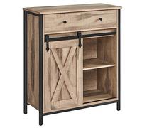 VASAGLE Credenza, con Anta Scorrevole, Ripiano Regolabile, 70 x 30 x 80 cm | Mobile da Cucina, Portaoggetti, Stile Industriale, per Soggiorno, Marrone Cammello e Nero Opaco, Collezione DAXTON LSC100B50
