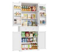 VASAGLE Credenza Cucina, 40 x 76 x 182,1 cm, Mobile Dispensa Cucina con Scomparto, Mobiletto Cucina con Cassetto, Ripiani Regolabili, 6 Ripiani su Ante, Soggiorno, Bianco BBC561W21