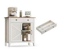 VASAGLE Credenza Cucina, Mobiletto con Cassetto, Mobile con Ante e Ripiano Regolabile in Altezza, Stile Farmhouse, per Soggiorno Sala da Pranzo, 40 x 80 x 80 cm, Bianco Rustico e Noce Medio BBK341W01